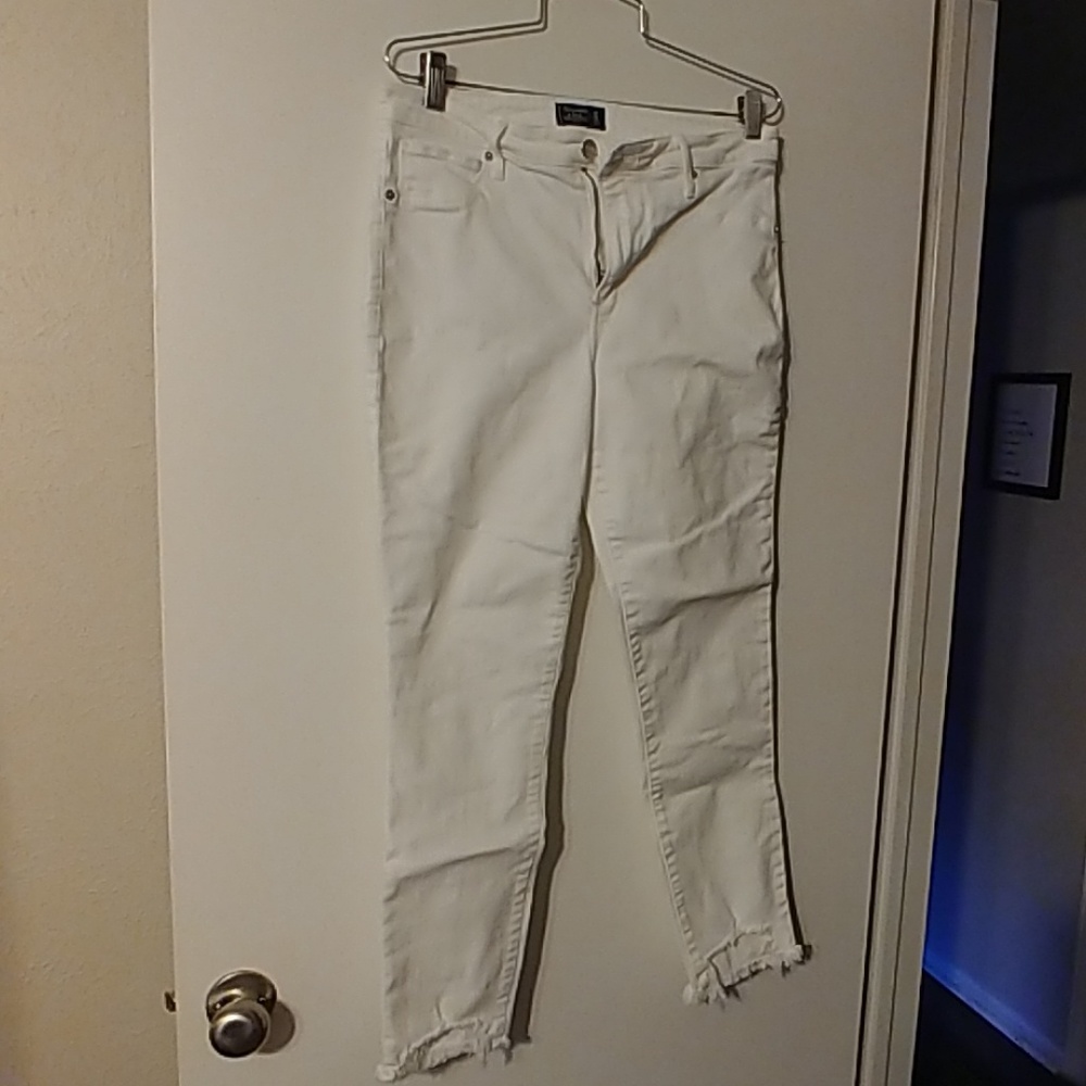 White High Rise Ankle Skinny Jeans